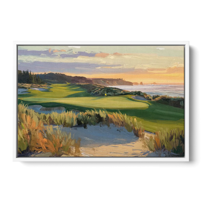 Bandon Dunes Golf Landscape Front - White Canvas Wall Art