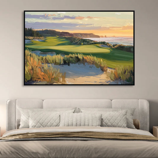 Bandon Dunes Golf Landscape Living Room - Black Canvas Wall Art