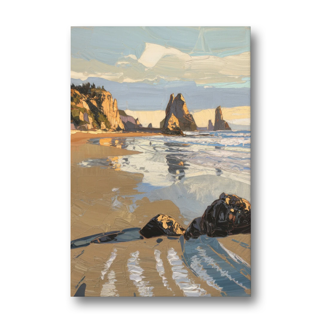 Bandon Oregon Shoreline - Canvas Wall Art - Front