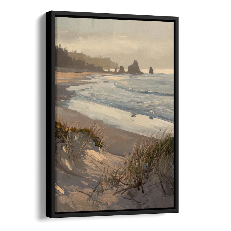Bandon Pacific Coast Side - Black Canvas Wall Art