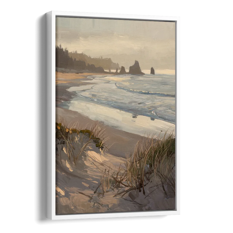 Bandon Pacific Coast Side - White Canvas Wall Art