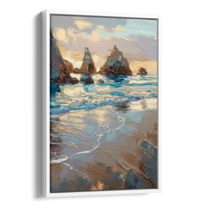 Bandon Seaside Serenity Side - White Canvas Wall Art
