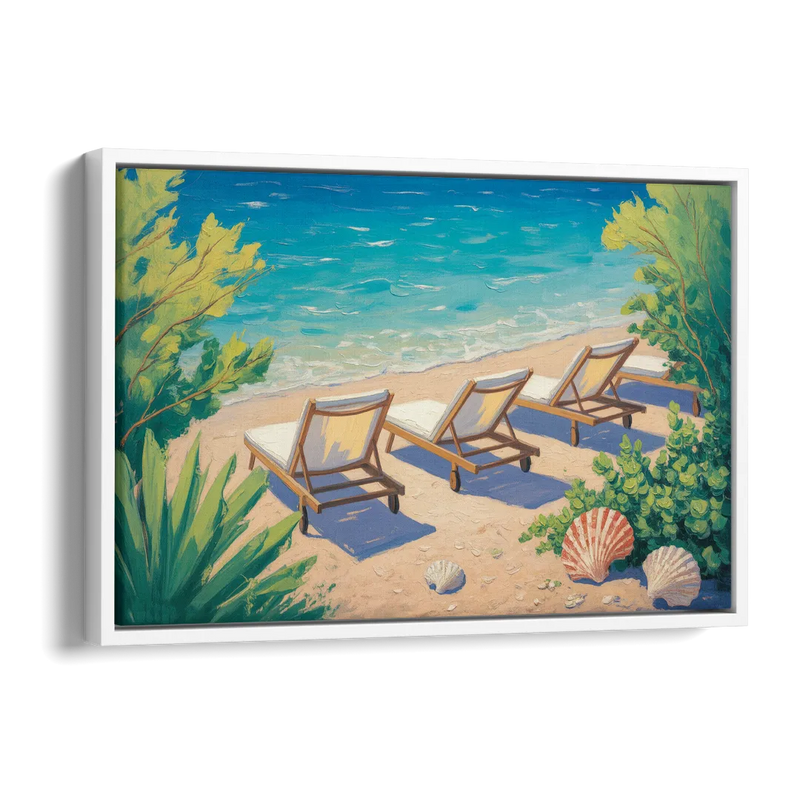 Banje Beach Bliss Side - White Canvas Wall Art