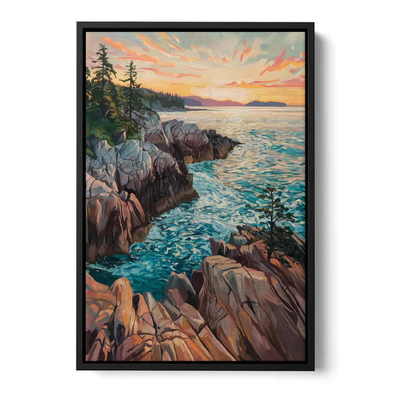 Bar Harbor Acadia National Park Front - Black Canvas Wall Art
