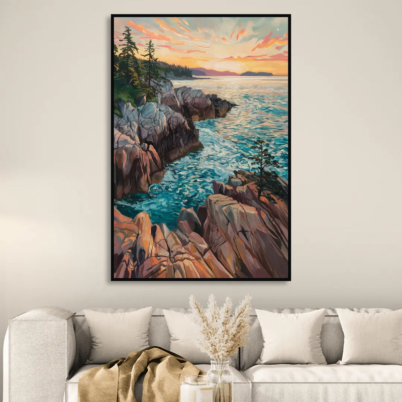 Bar Harbor Acadia National Park Sitting Room - Black Canvas Wall Art
