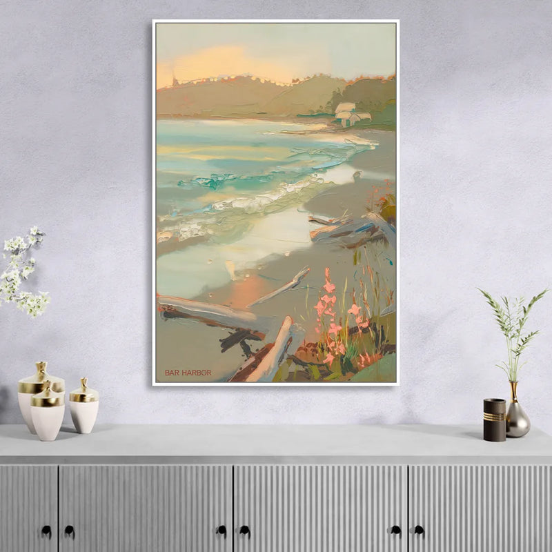 Bar Harbor Coastal Serenity Living Room - White Canvas Wall Art