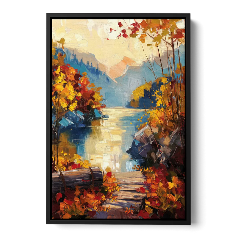 Bar Harbor Fall Foliage Views Front - Black Canvas Wall Art