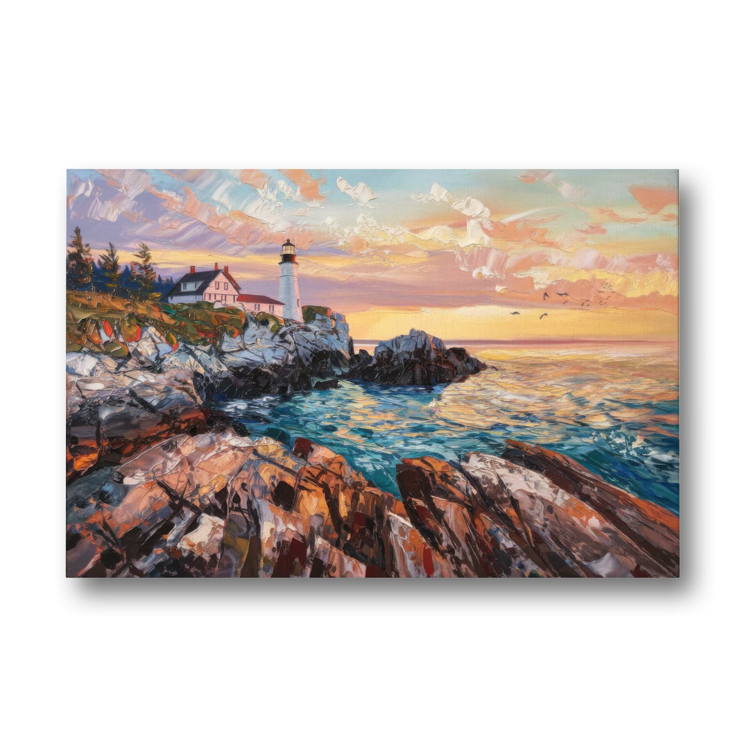 Bar Harbor Lighthouse Landscape - Canvas Wall Art - Front