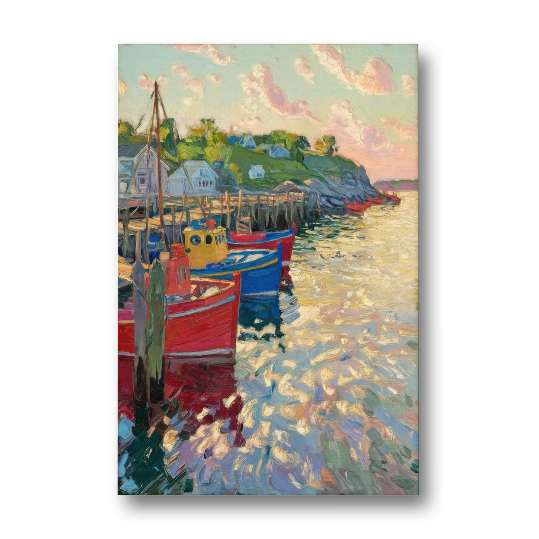 Bar Harbor Lobster Boats Harbor - Canvas Wall Art - Front