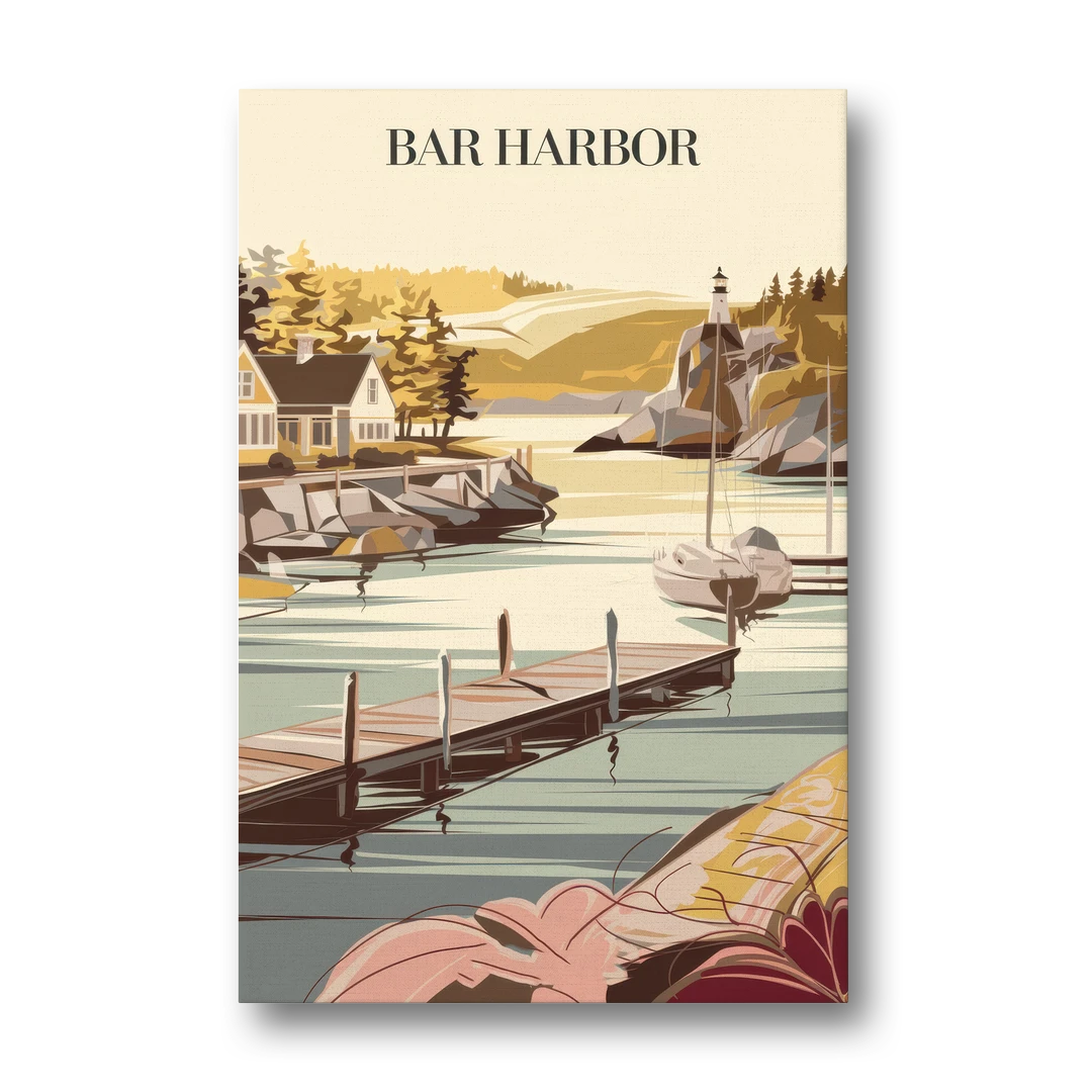 Bar Harbor New England Charm - Canvas Wall Art - Front