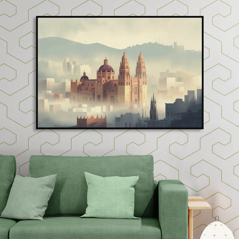 Basílica de Guanajuato Living Room - Black Canvas Wall Art