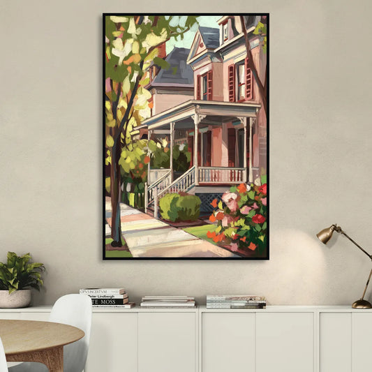 Baton Rouge Garden District Charm Living Room - Black Canvas Wall Art