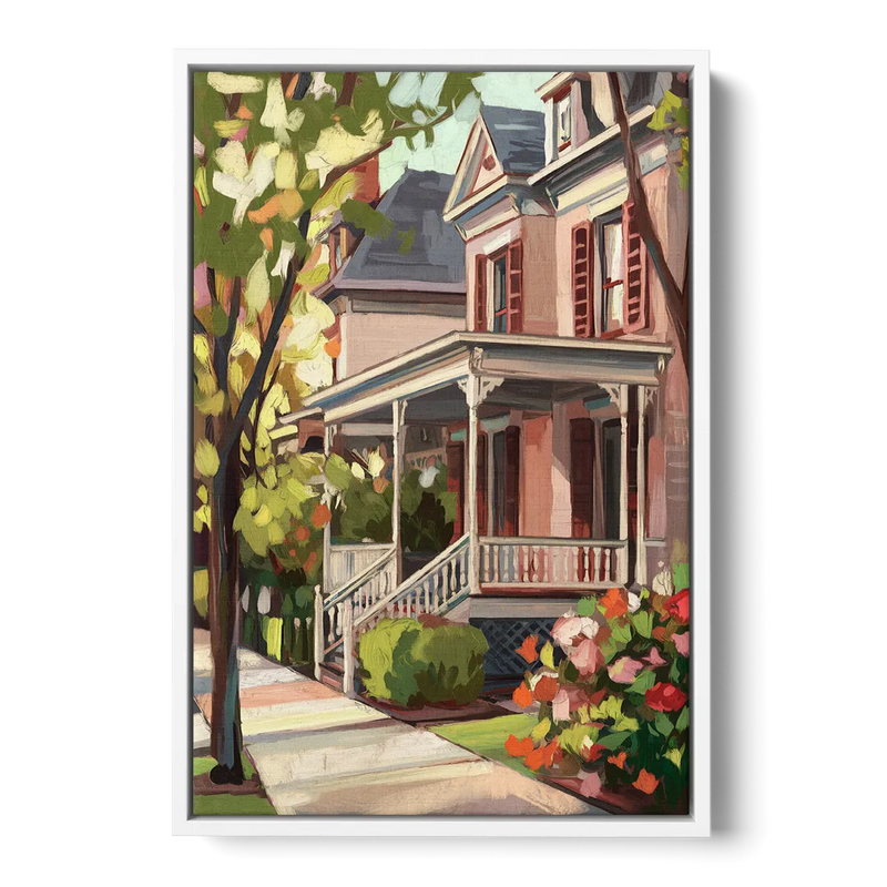 Baton Rouge Garden District Charm Front - White Canvas Wall Art