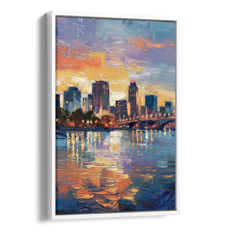 Baton Rouge Riverfront Beauty Side - White Canvas Wall Art