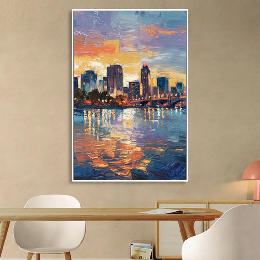 Baton Rouge Riverfront Beauty Living Room - White Canvas Wall Art