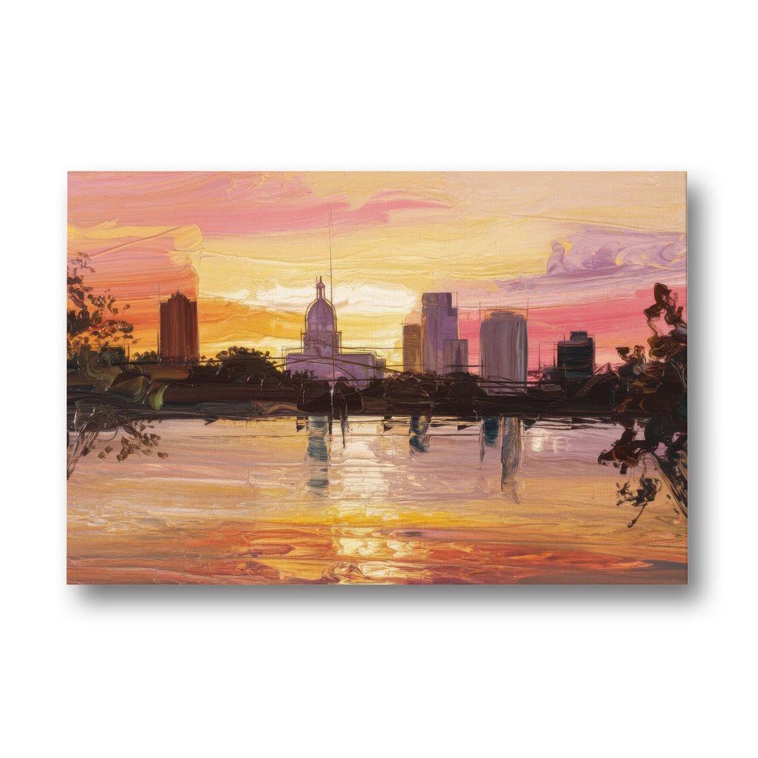 Baton Rouge Skyline Sunset - Canvas Wall Art - Front
