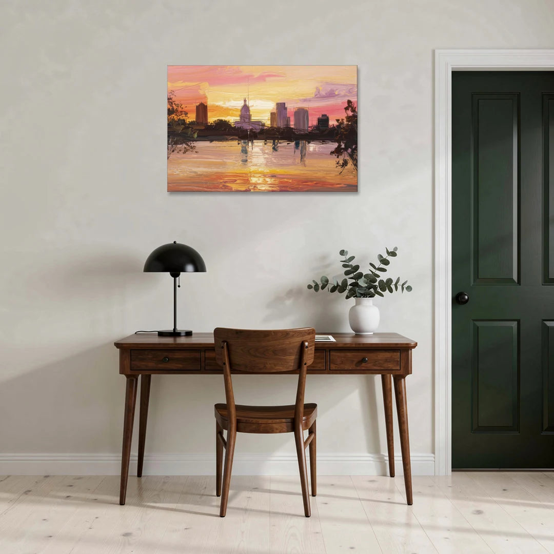 Baton Rouge Skyline Sunset - Canvas Wall Art - Office - 36x24