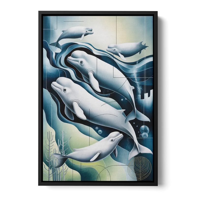 Beluga Waters Front - Black Canvas Wall Art