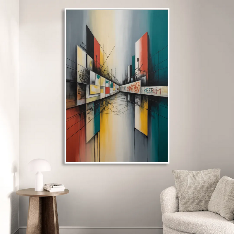 Berlin Wall Echoes Sitting Room - White Canvas Wall Art