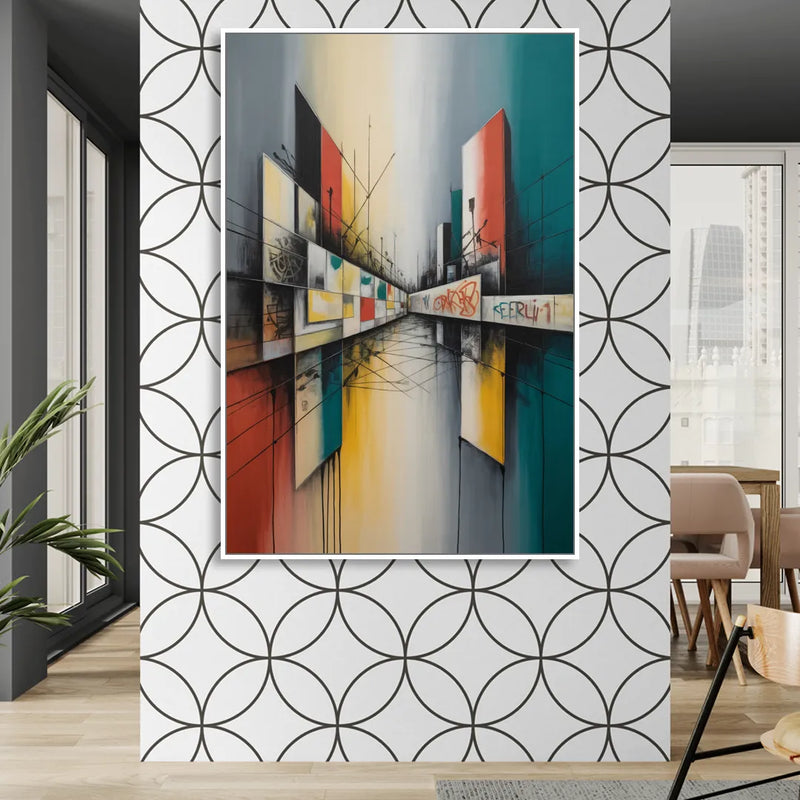 Berlin Wall Echoes Living Room - White Canvas Wall Art