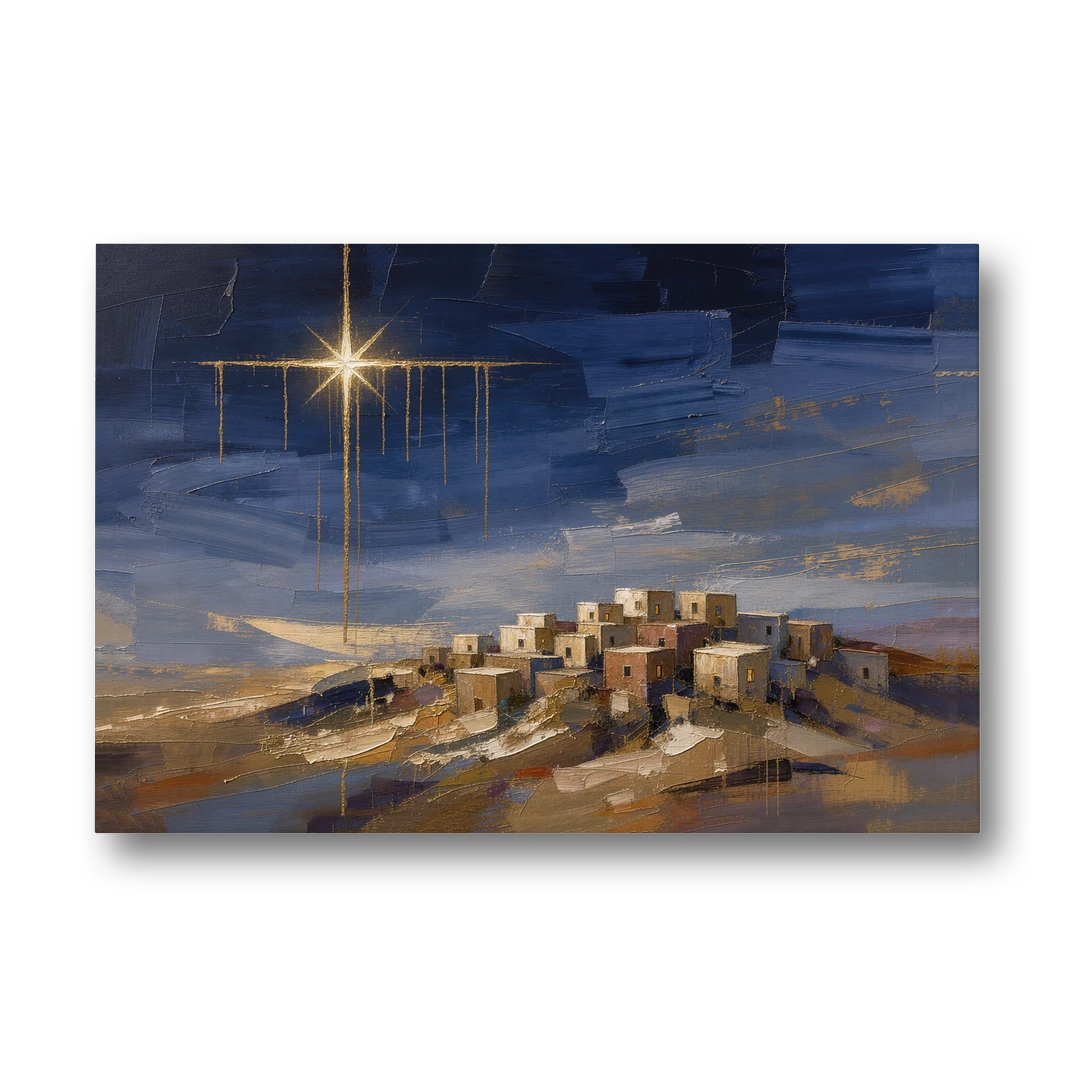 Bethlehem Painting with Sleeping Hilltop Town - Canvas Wall Art - Front