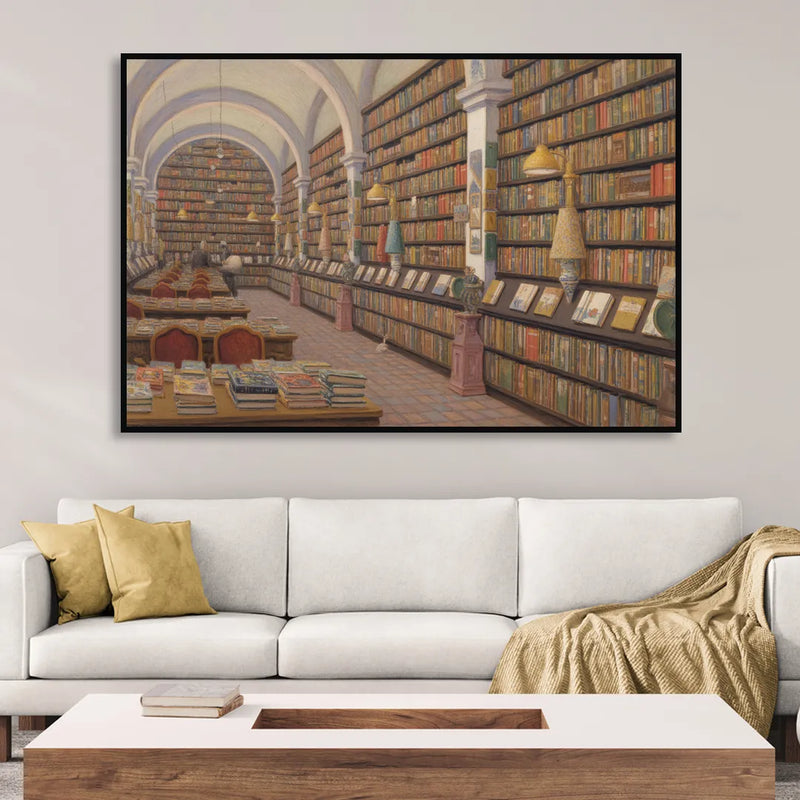 Biblioteca Palafoxiana Sitting Room - Black Canvas Wall Art