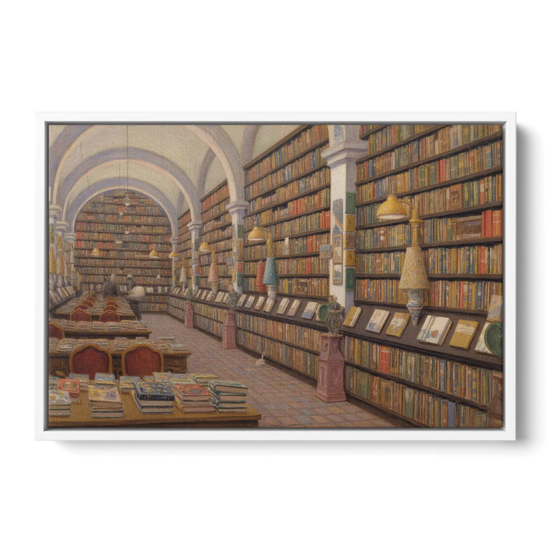 Biblioteca Palafoxiana Front - White Canvas Wall Art