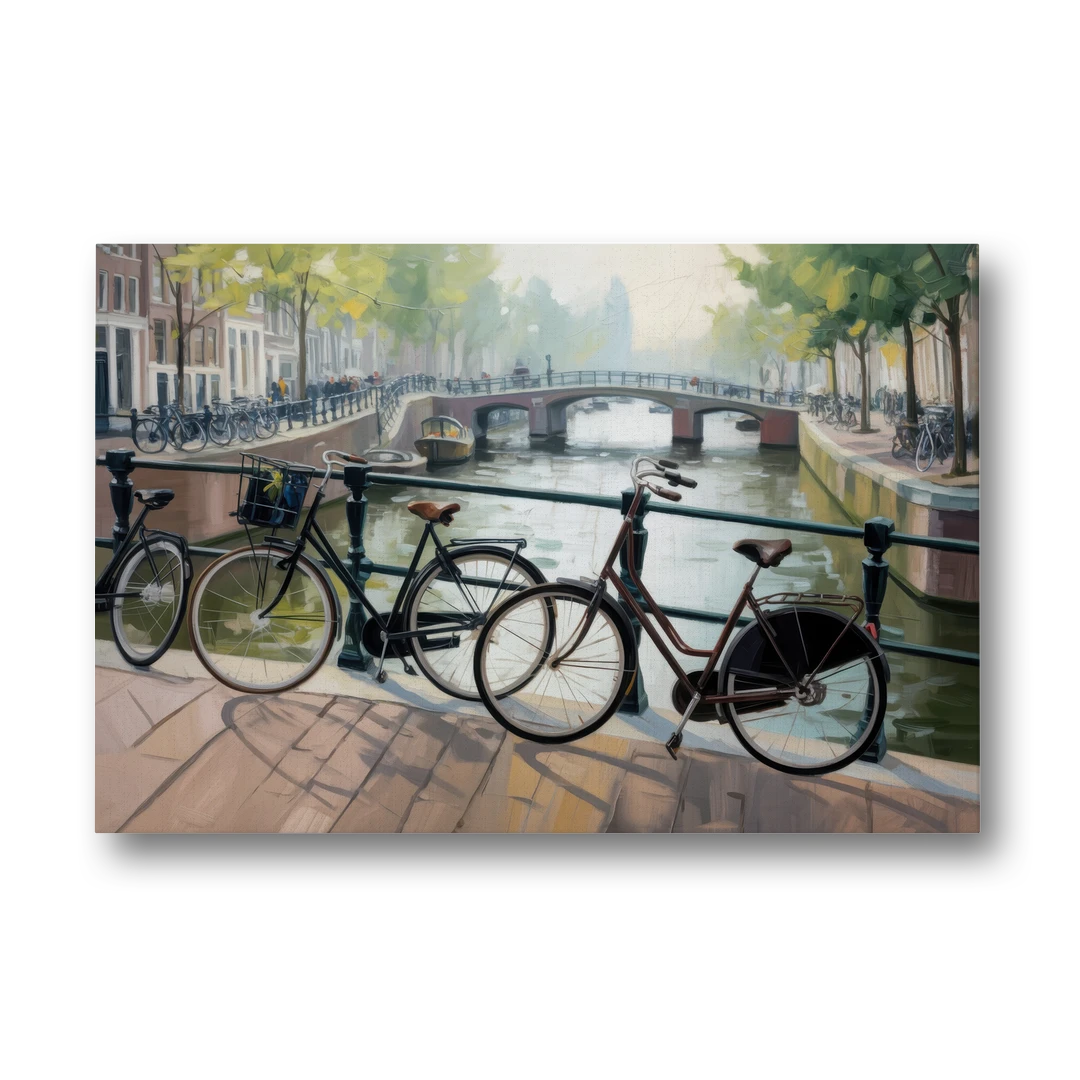 Bicycles of Amsterdam - Canvas Wall Art - Front