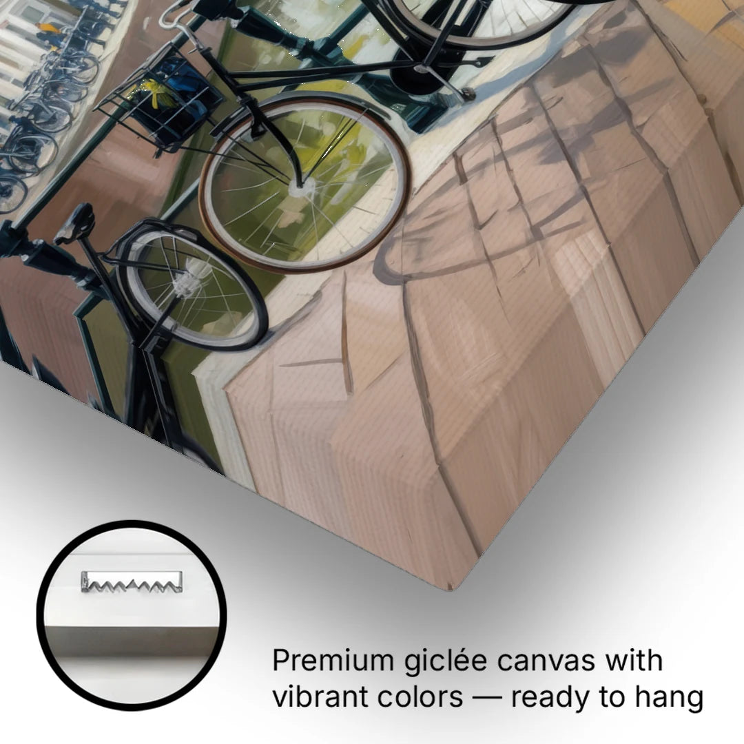 Bicycles of Amsterdam - Canvas Wall Art - Gallery Wrap Corner