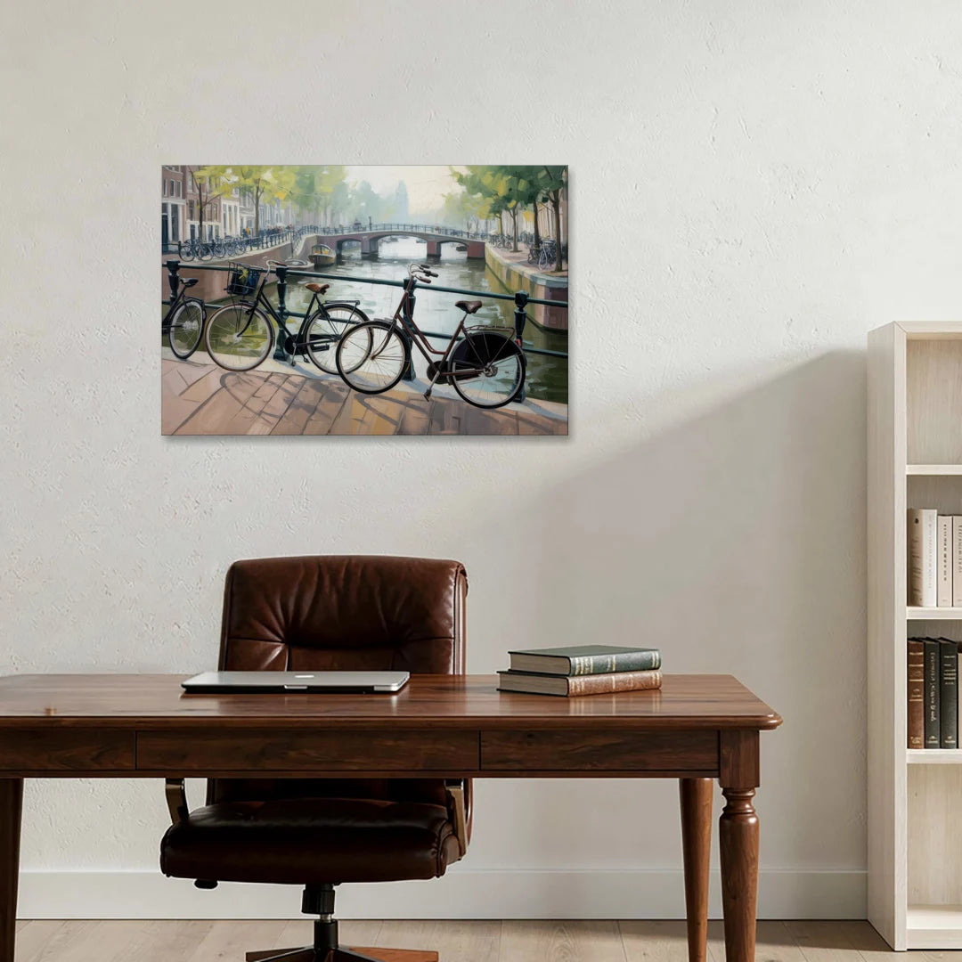 Bicycles of Amsterdam - Canvas Wall Art - Office - 36x24