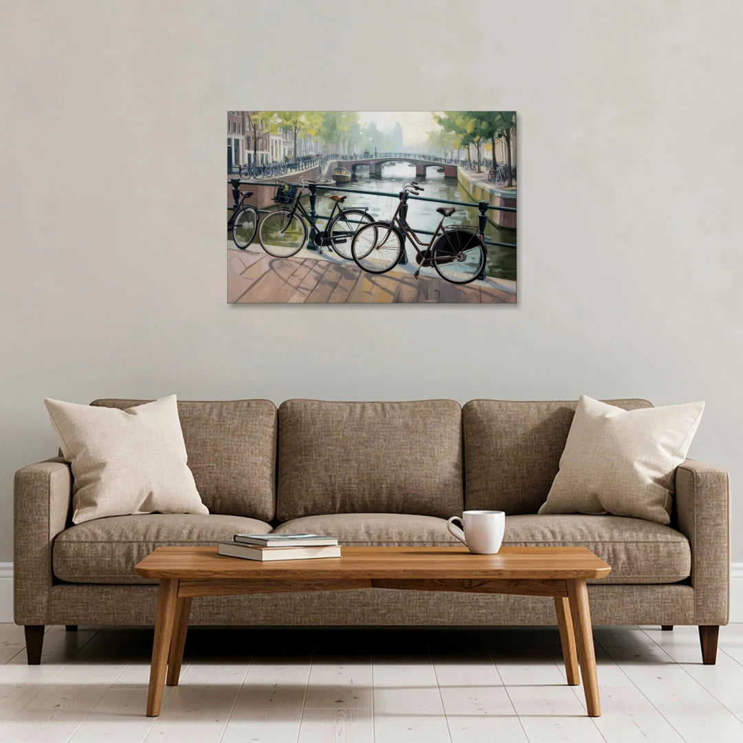 Bicycles of Amsterdam - Canvas Wall Art - Sofa - 36x24