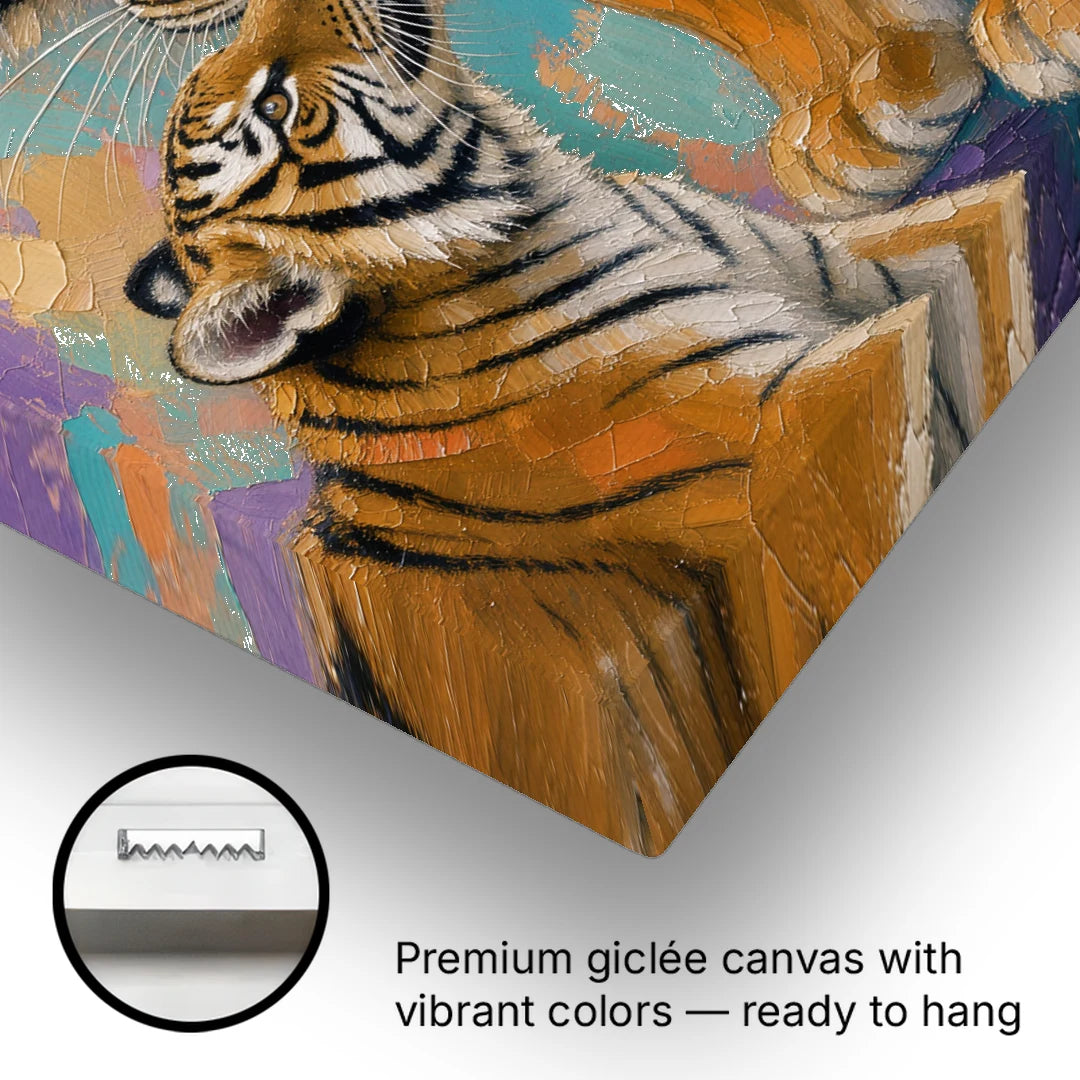 Big Cat Mother and Cub Nuzzle - Canvas Wall Art - Gallery Wrap Corner