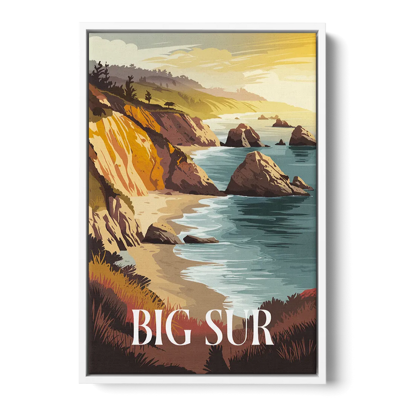 Big Sur Golden Hour Front - White Canvas Wall Art