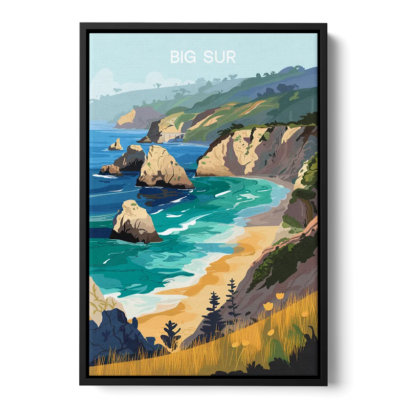 Big Sur Nature Escape Front - Black Canvas Wall Art