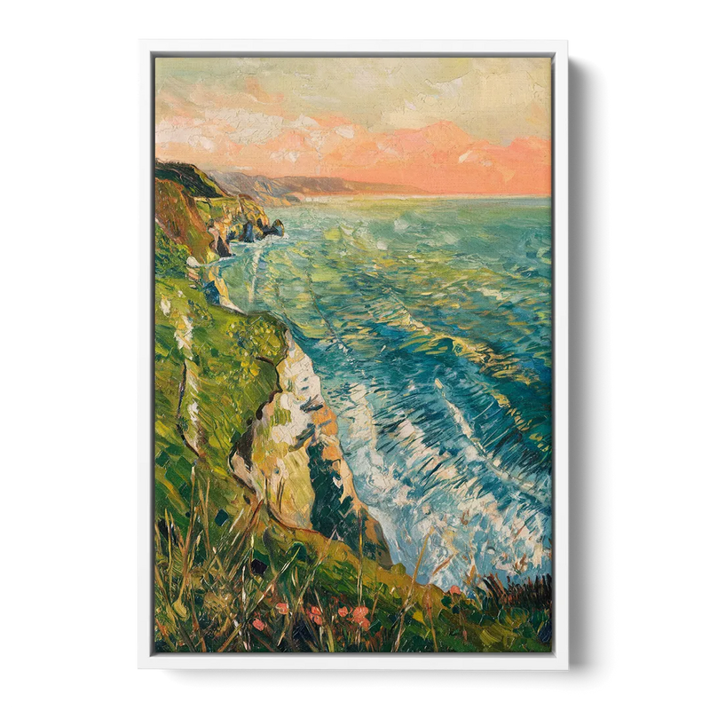 Big Sur Ocean Cliffs Front - White Canvas Wall Art