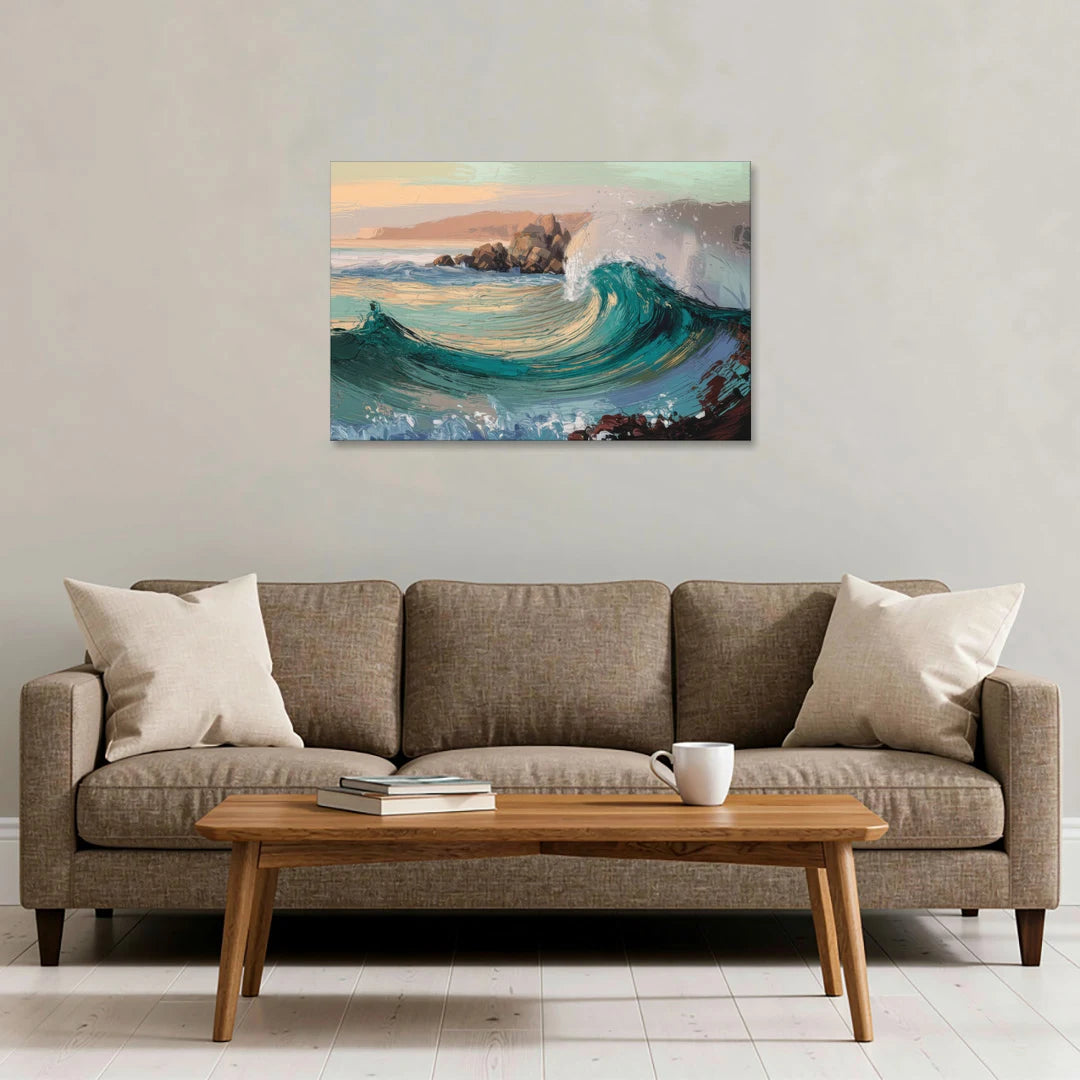 Big Sur Pacific Waves - Canvas Wall Art - Sofa - 36x24