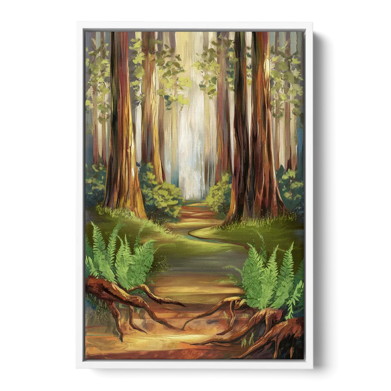 Big Sur Redwood Forest Front - White Canvas Wall Art