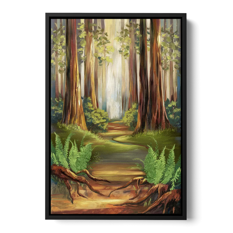 Big Sur Redwood Forest Front - Black Canvas Wall Art