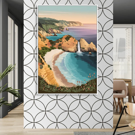 Big Sur Serene Landscape Living Room - White Canvas Wall Art