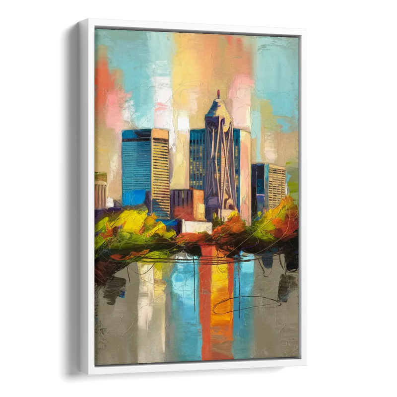 Birmingham Alabama Magic City Side - White Canvas Wall Art