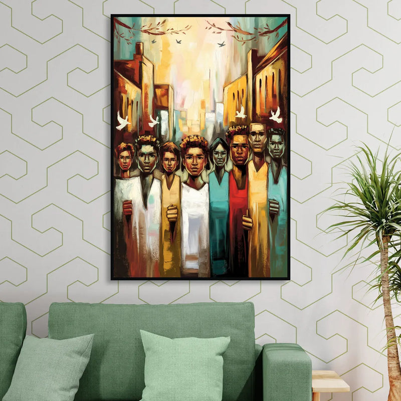 Birmingham Civil Rights District Sitting Room - Black Canvas Wall Art