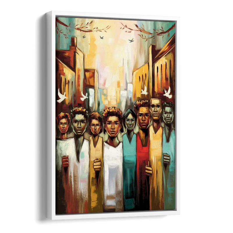 Birmingham Civil Rights District Side - White Canvas Wall Art