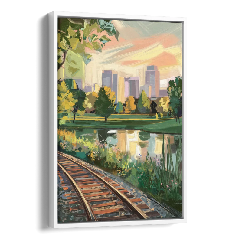 Birmingham Railroad Park Side - White Canvas Wall Art