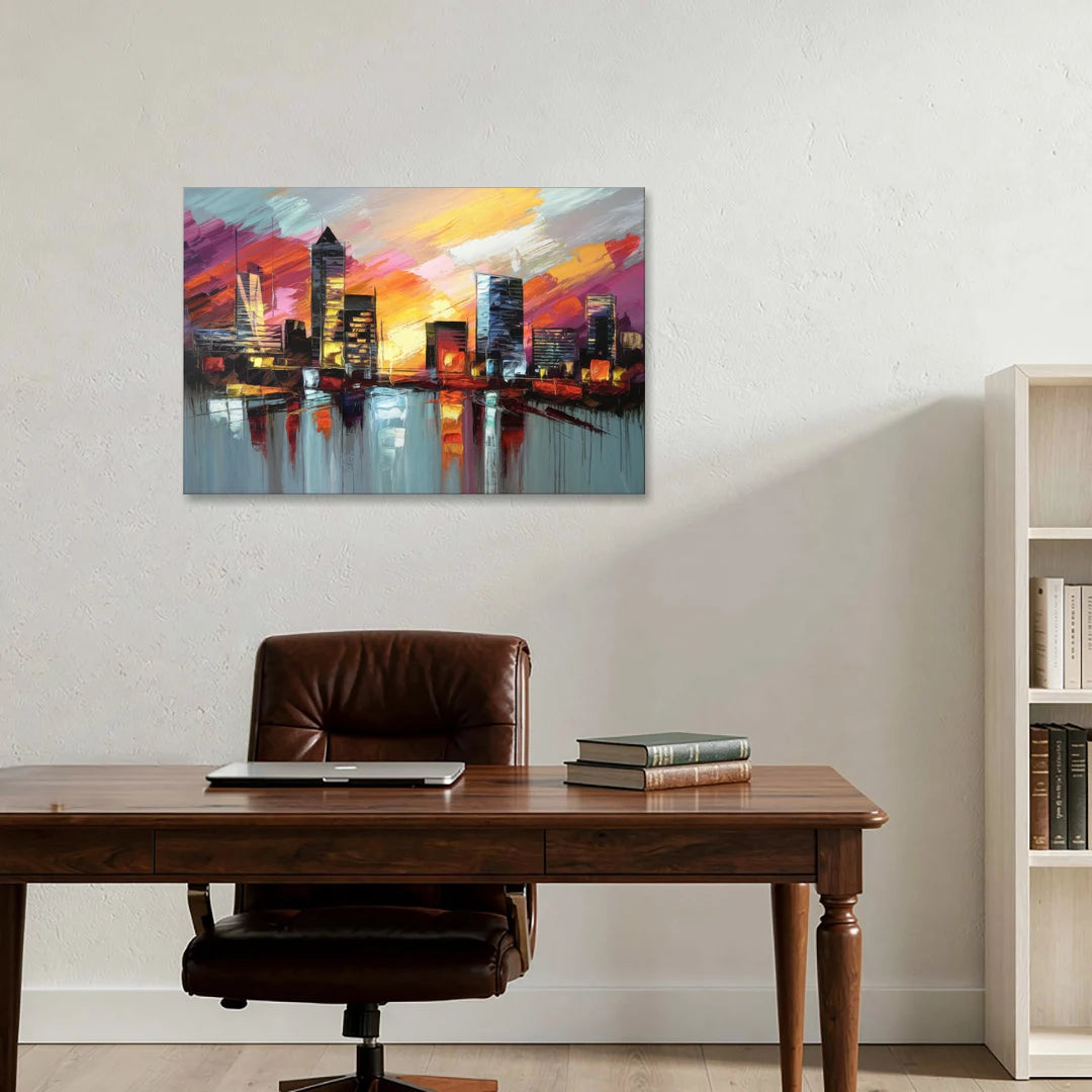 Birmingham Sunset Skyline - Canvas Wall Art - Office - 36x24
