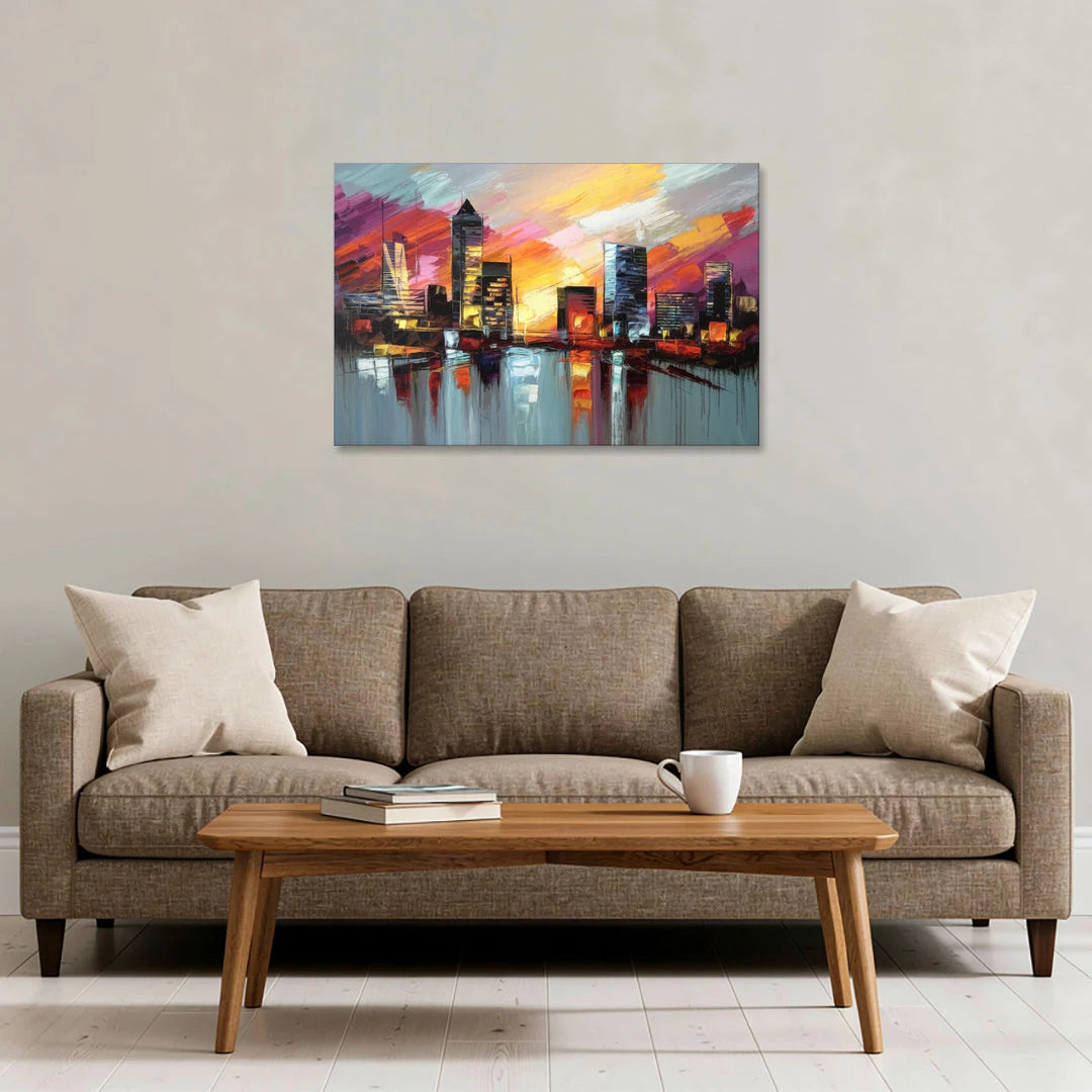Birmingham Sunset Skyline - Canvas Wall Art - Sofa - 36x24