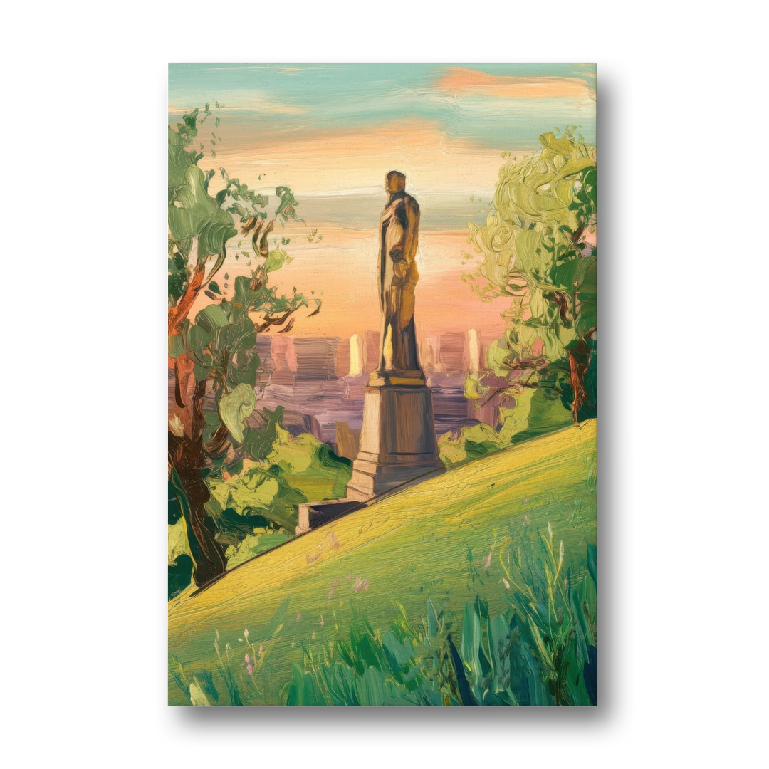 Birmingham Vulcan Statue View - Canvas Wall Art - Front