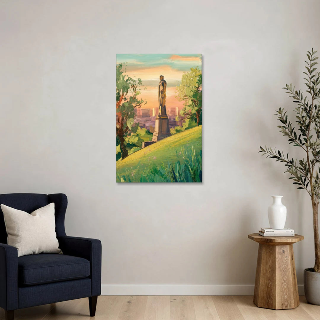 Birmingham Vulcan Statue View - Canvas Wall Art - Sofa - 24x36