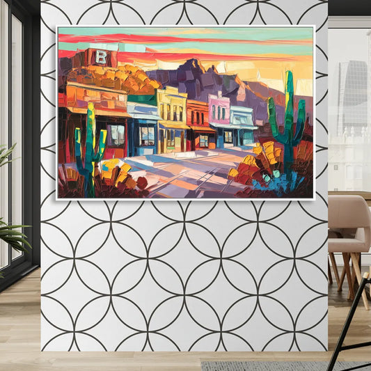 Bisbee Arizona Charm Living Room - White Canvas Wall Art