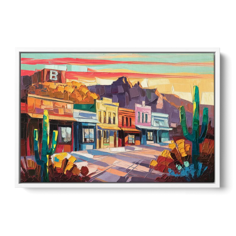 Bisbee Arizona Charm Front - White Canvas Wall Art