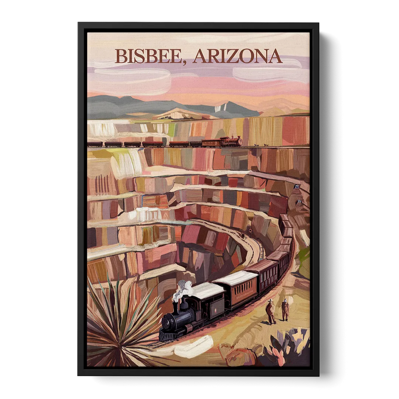 Bisbee Copper Mining Heritage Front - Black Canvas Wall Art